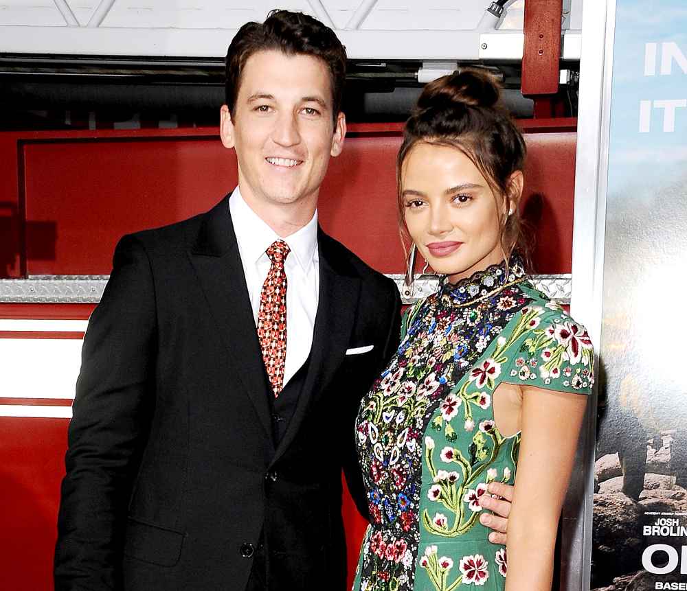 Miles Teller and Keleigh Sperry attend the premiere of "Only the Brave" at Regency Village Theatre on October 8, 2017 in Westwood, California.