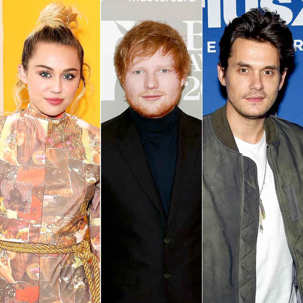 Miley Cyrus, Ed Sheeran, and John Mayer