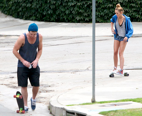miley cyrus and liam skateboarding