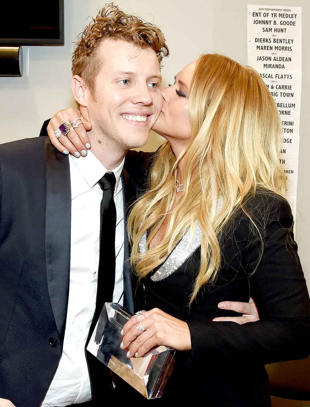 Anderson East and Miranda Lambert backstage during the 52nd Academy Of Country Music Awards at T-Mobile Arena on April 2, 2017 in Las Vegas, Nevada.