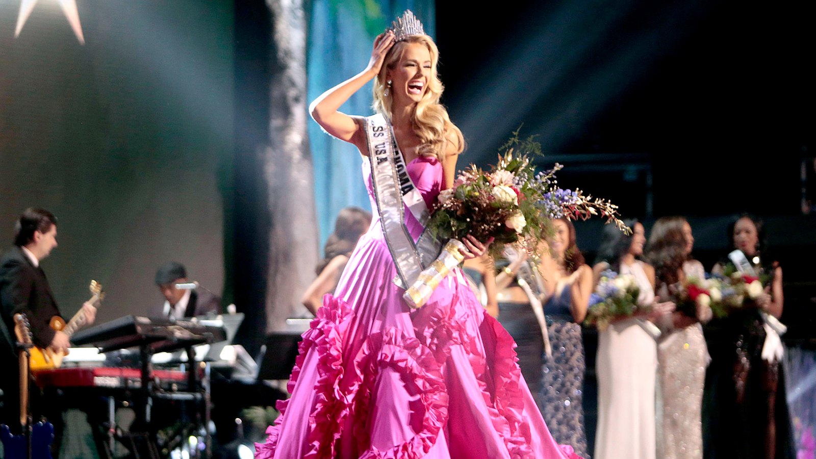 Miss USA Olivia Jordan of Oklahoma is crowned on stage at the 2015 Miss USA Pageant.
