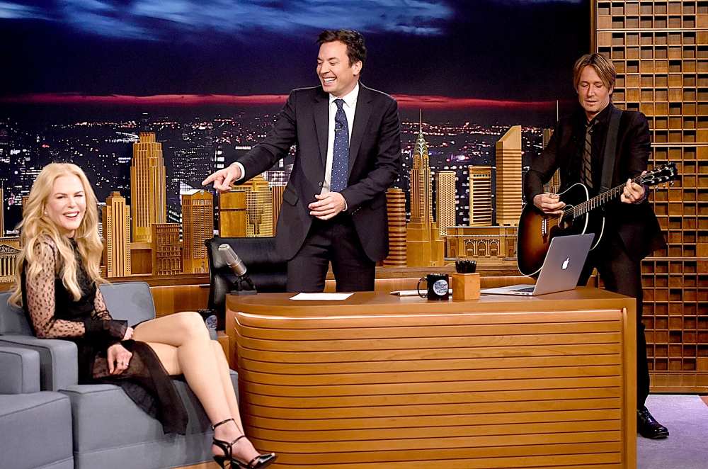 Nicole Kidman, host Jimmy Fallon and Keith Urban during a segment on