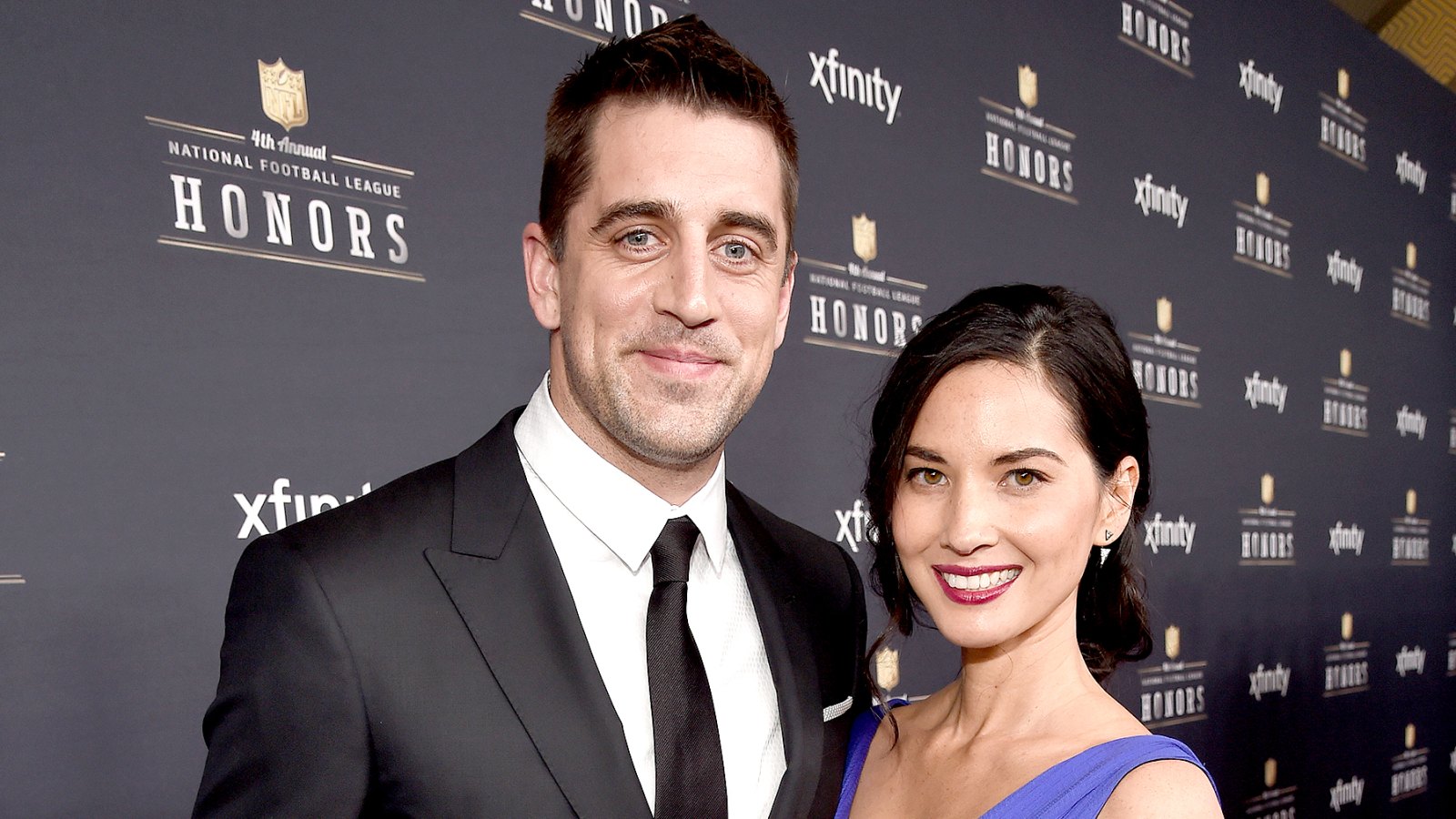 Aaron Rodgers and Olivia Munn attend 4th Annual NFL Honors at Phoenix Convention Center on January 31, 2015 in Phoenix, Arizona.