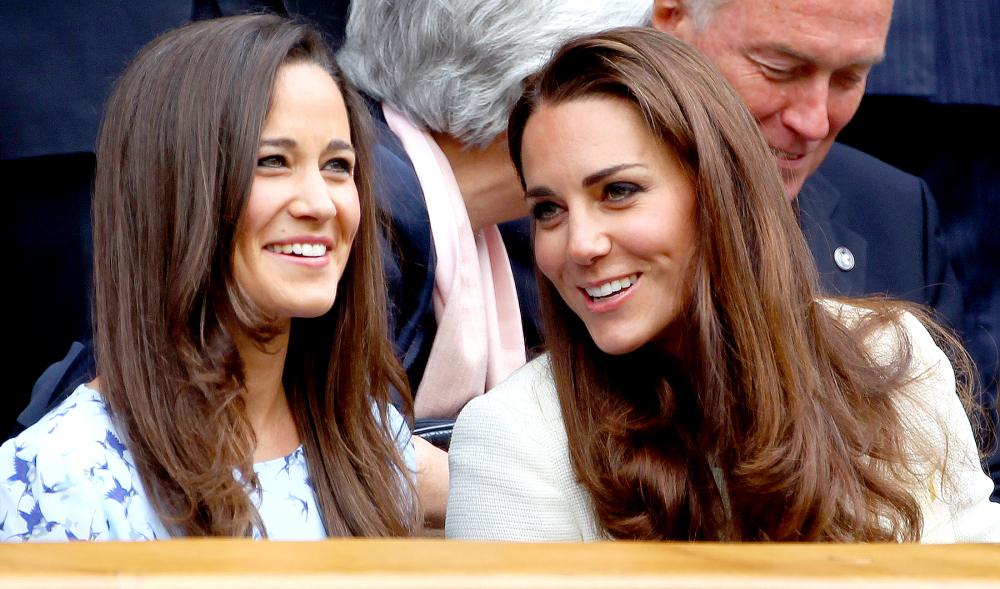 Pippa Middleton and Duchess Kate attend the Gentlemen's Singles final match at the Wimbledon Lawn Tennis Championships at the All England Lawn Tennis and Croquet Club in London on July 8, 2012.