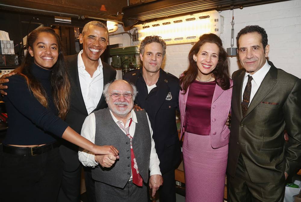 Malia and President Barack Obama with Danny DeVito, Mark Ruffalo, Jessica Hecht and Tony Shalhoub