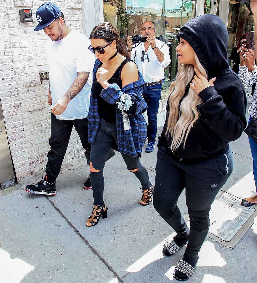 Kim Kardashian, Rob Kardashian, and Blac Chyna are seen on April 26, 2016 in Los Angeles, California.