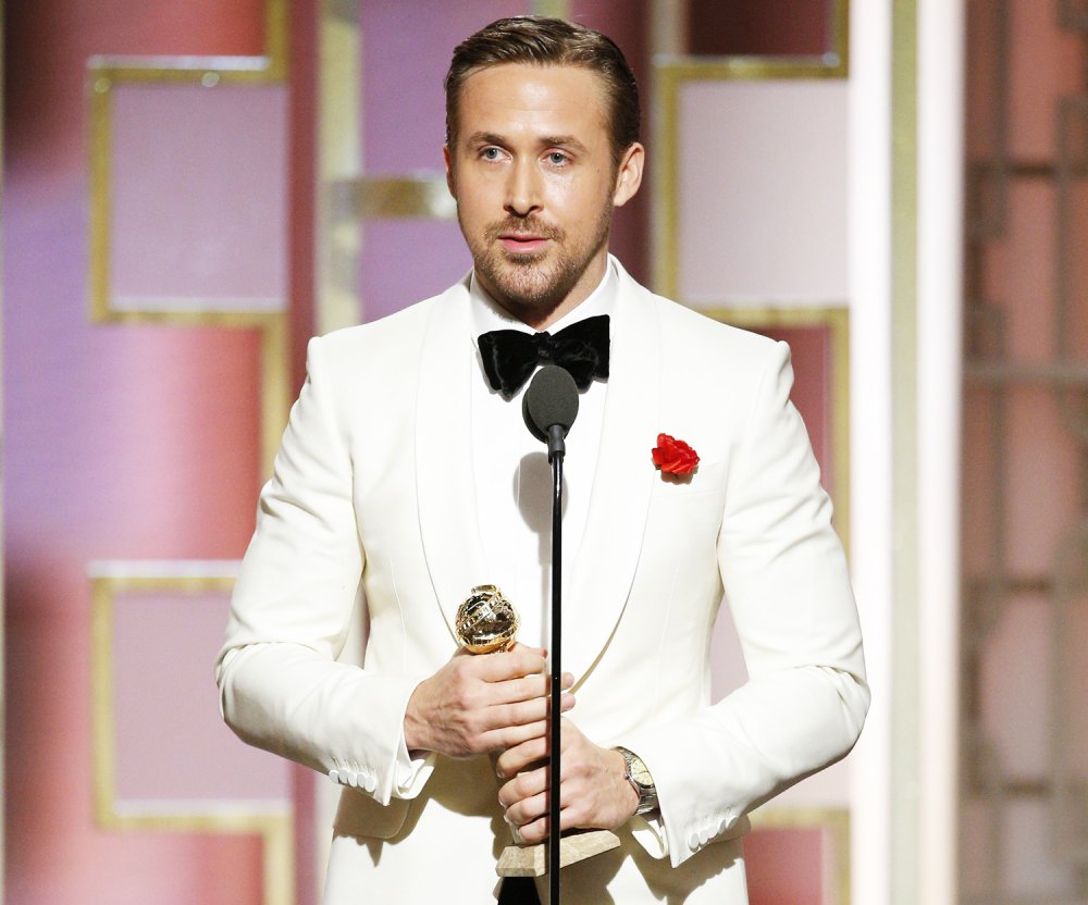 Ryan Gosling accepts the award for Best Actor in a Motion Picture - Musical or Comedy for his role in