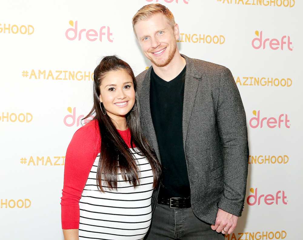 Catherine Lowe and Sean Lowe pose for a photo at the #Amazinghood Baby Shower at Gansevoort Park Avenue on April 27, 2016 in New York City.