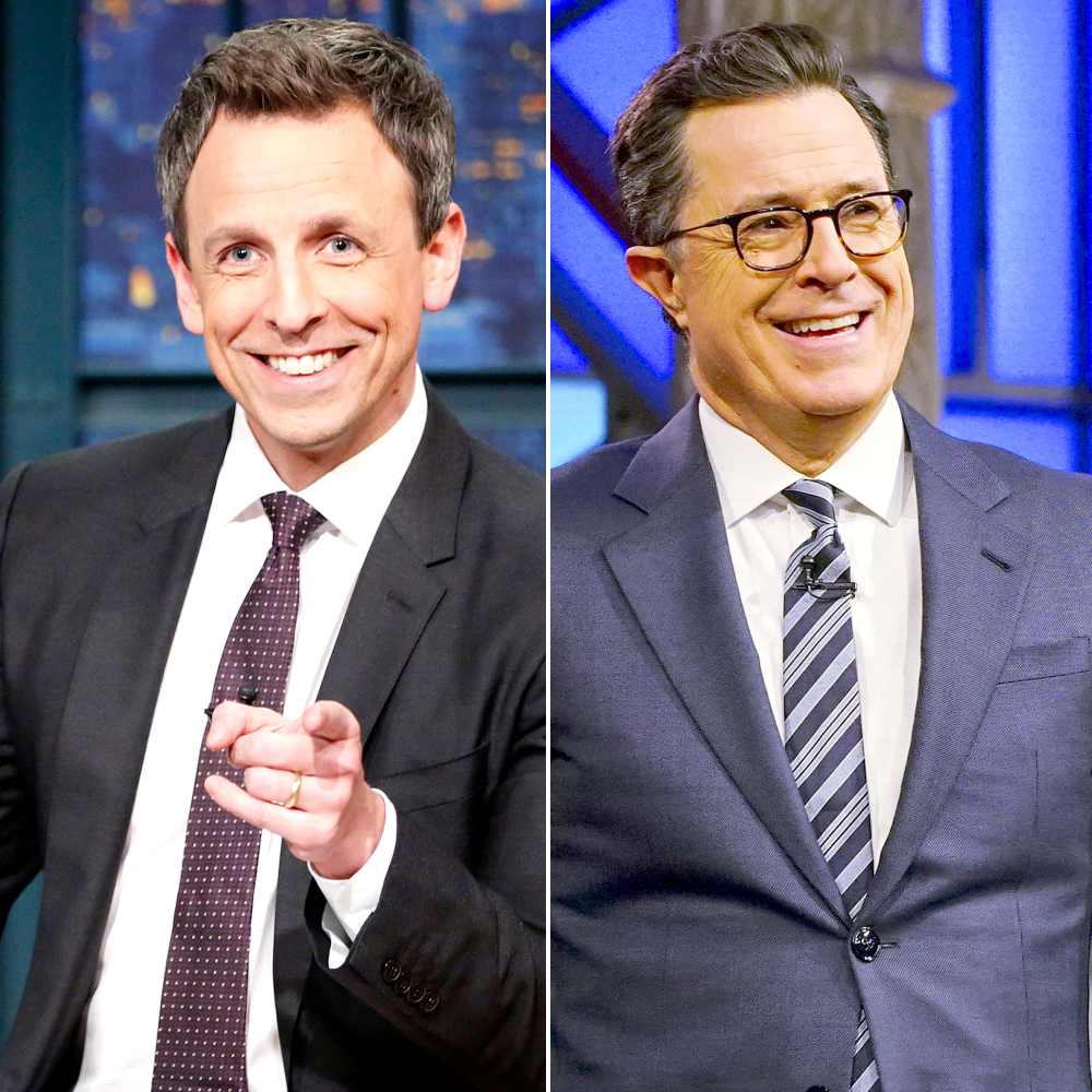 Seth Meyers and Stephen Colbert