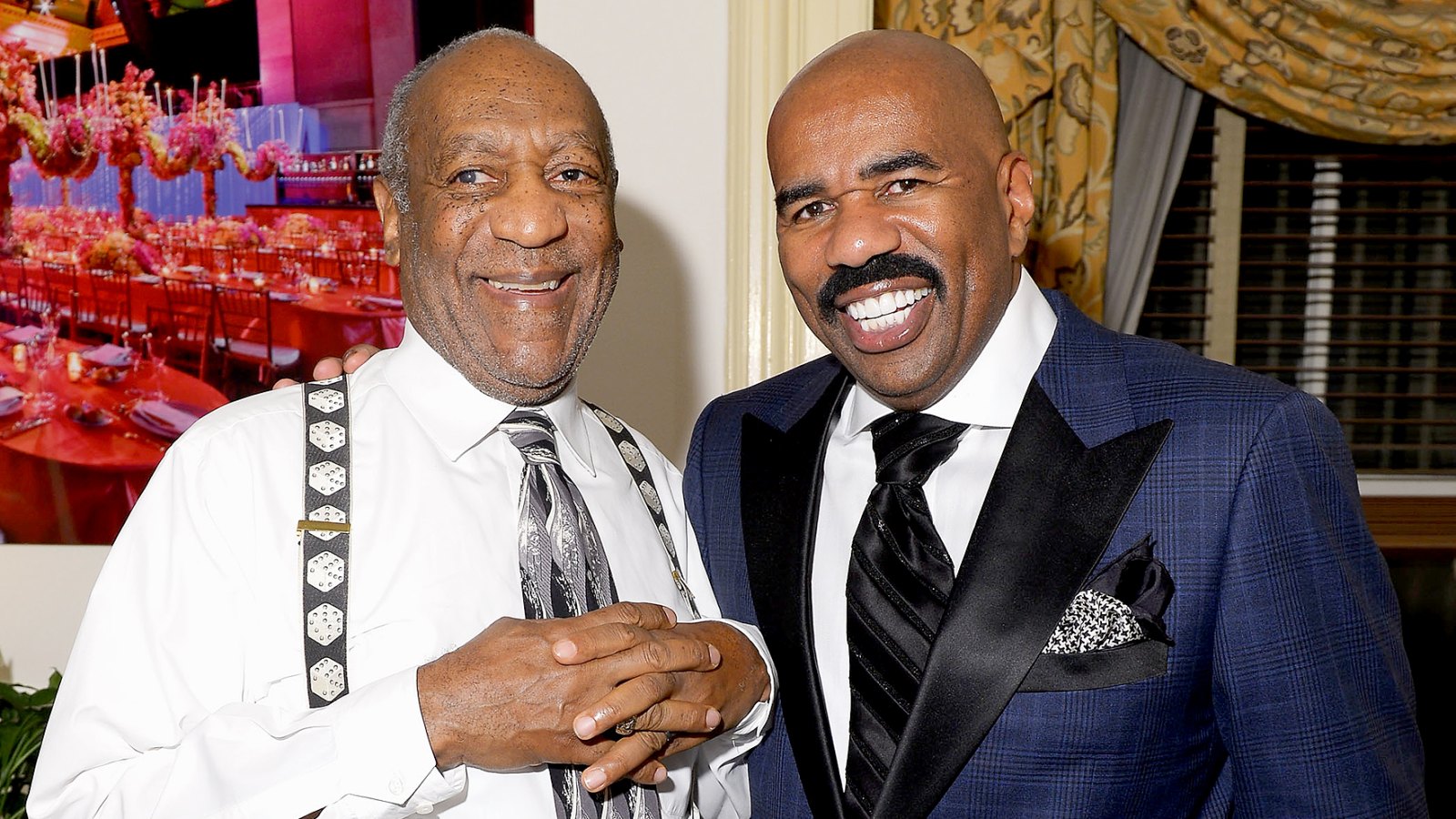 Bill Cosby and Steve Harvey attend Screen Gems Presents The Steve & Marjorie Harvey Foundation Gala at Cipriani Wall Street on May 14, 2012 in New York City.