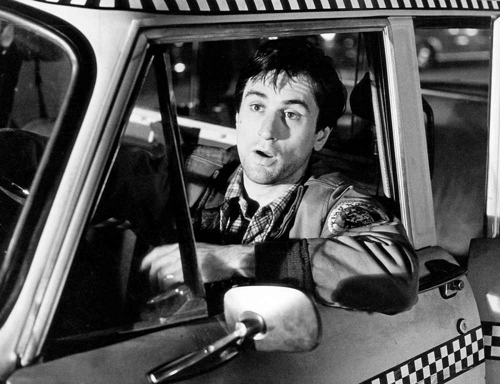 Robert De Niro performs a scene in Taxi Driver directed by Martin Scorsese in 1976 in New York, New York.