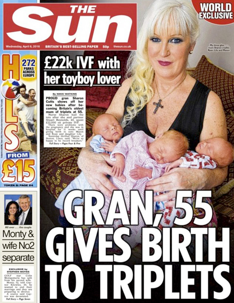 Sharon Cutts on the cover of The Sun