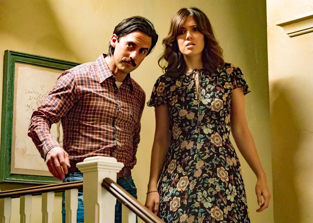Milo Ventimiglia as Jack Pearson and Mandy Moore as Rebecca Pearson on This Is Us.