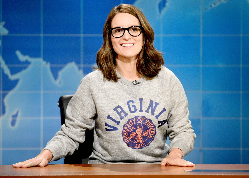 Tina Fey at the 'Weekend Update' desk on August 17, 2017.
