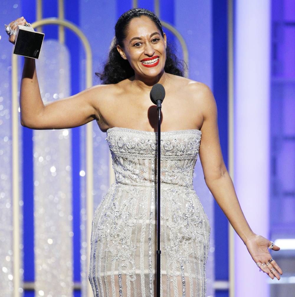 Tracee Ellis Ross accepts the award for Best Actress in a Television Series — Musical or Comedy for her role in 'Black-ish' during the 74th Annual Golden Globe Awards at the Beverly Hilton Hotel on Jan. 8, 2017, in Beverly Hills.