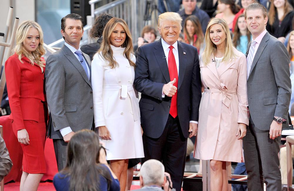 Tiffany Trump, Eric Trump, Melania Trump, Donald Trump, Ivanka Trump, and Donald Trump, Jr. attend NBC's Today Trump Town Hall at Rockefeller Plaza on April 21, 2016 in New York City.