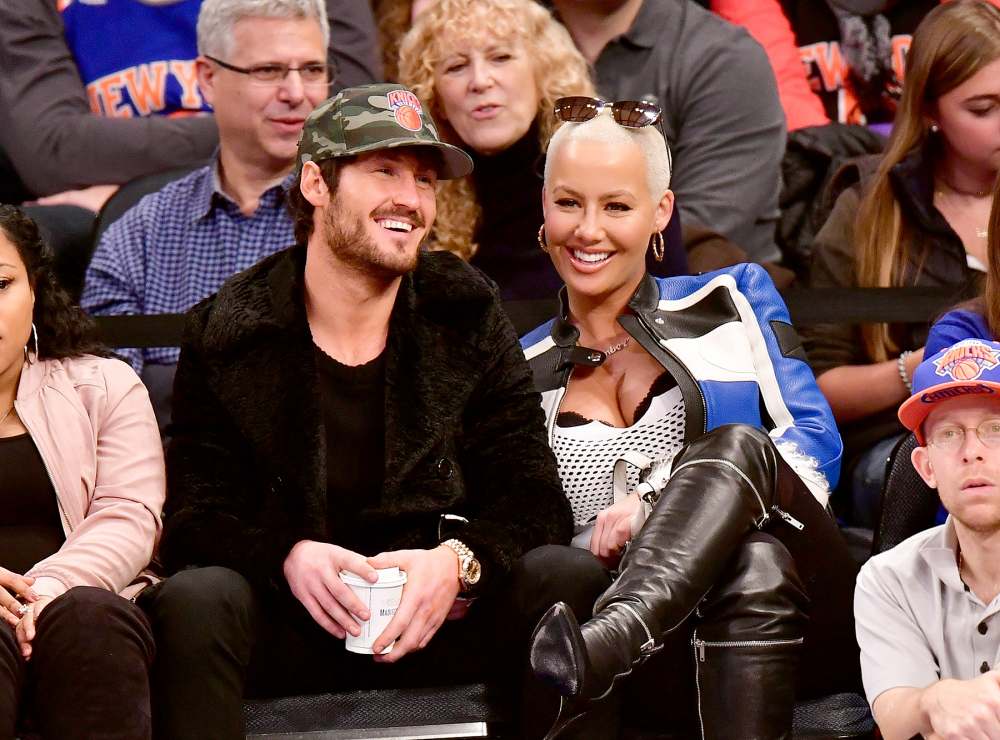 Valentin Chmerkovskiy and Amber Rose attend Atlanta Hawks Vs. New York Knicks game at Madison Square Garden on January 16, 2017 in New York City.