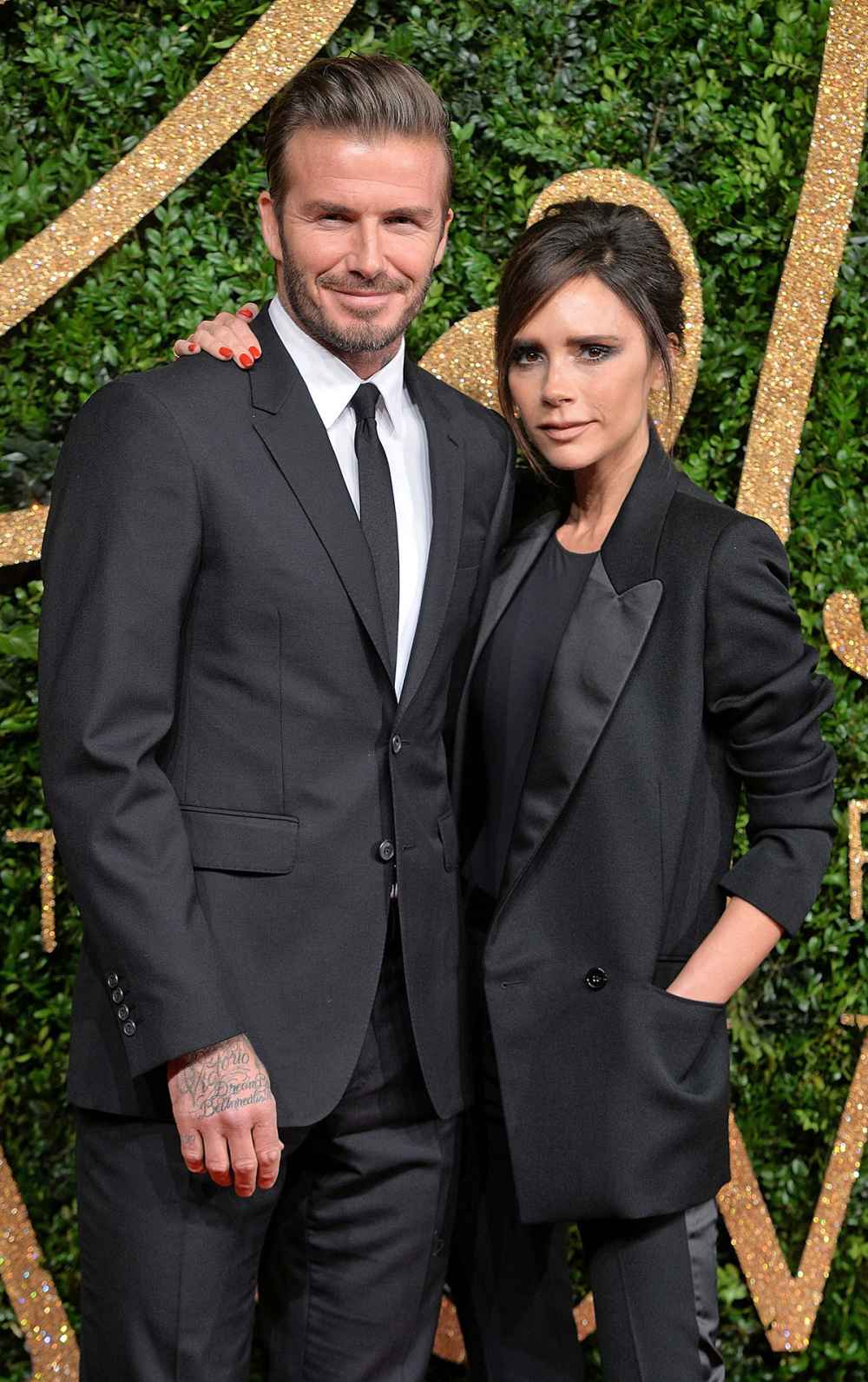David Beckham and Victoria Beckham attend the British Fashion Awards 2015 at London Coliseum on November 23, 2015 in London, England