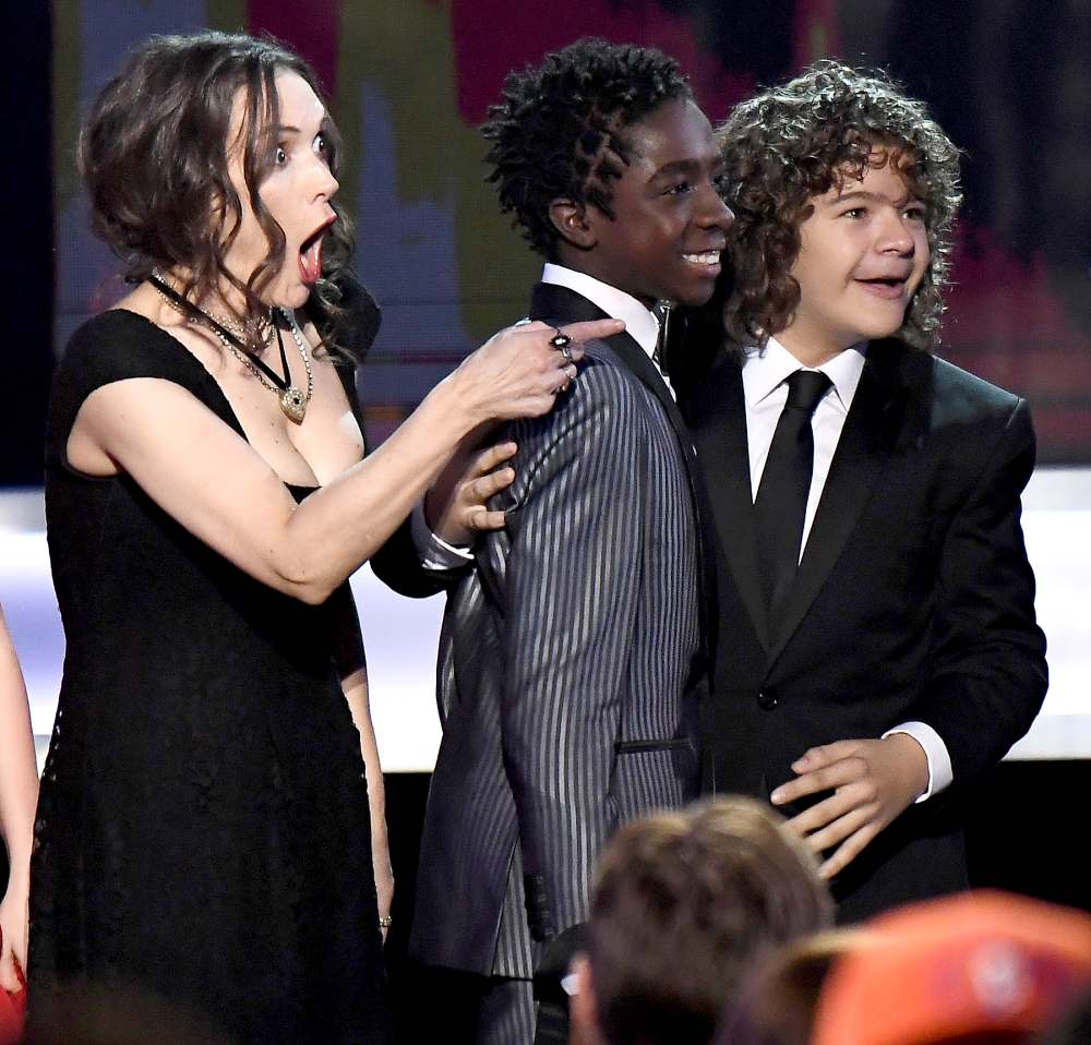 The cast of 'Stranger Things' accepts the award for Best Performance by an Ensemble in a Drama Series on stage during the 23rd Annual Screen Actors Guild Awards at the Shrine Expo Hall on Jan. 29, 2017, in Los Angeles.