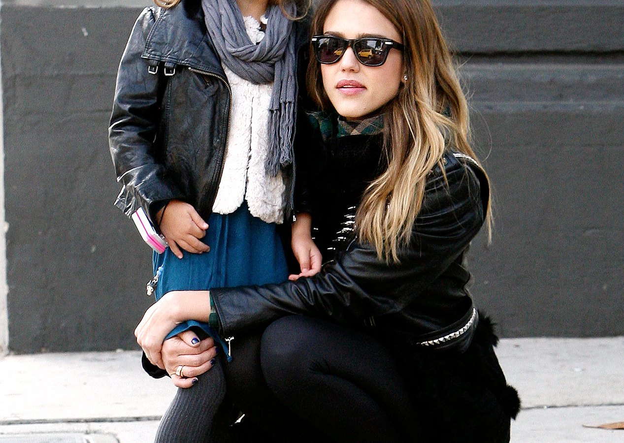 Jessica Alba Daughter Honor 4 Wear Matching Leather Jackets Us Weekly