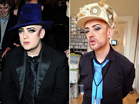 Boy George on March 4, 2011 in Paris and on February 17, 2013.
