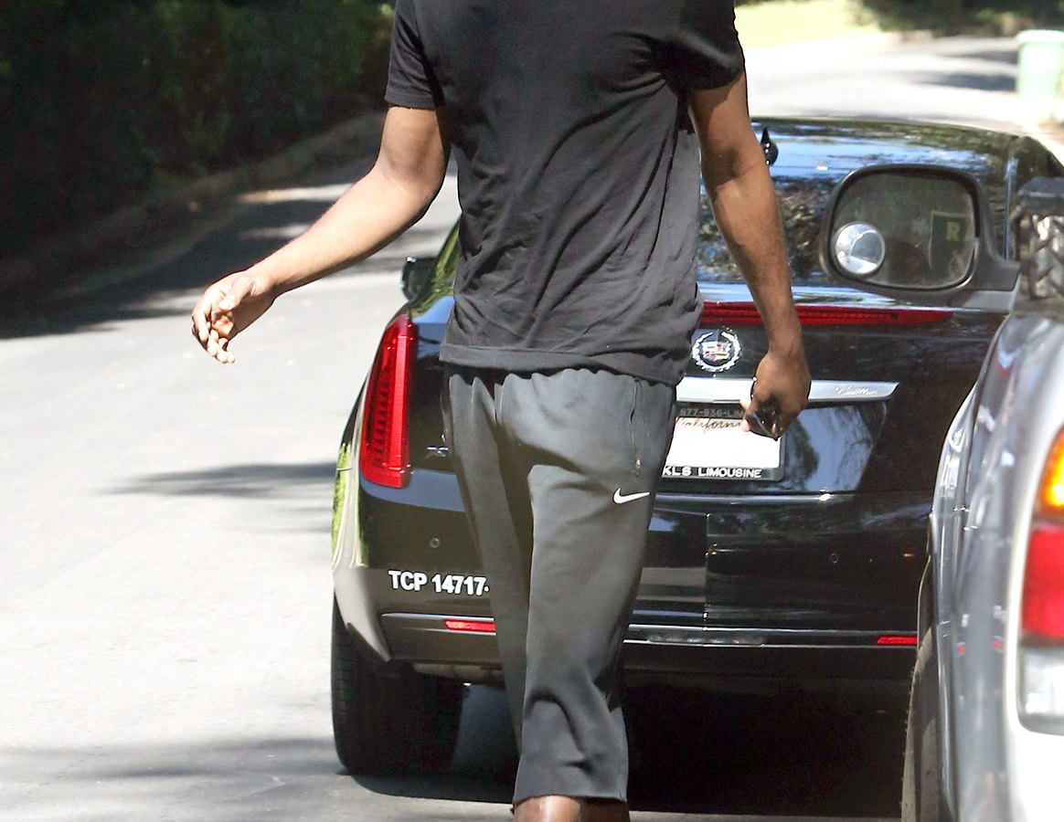Lamar Odom leaving his house on October 1, 2013.