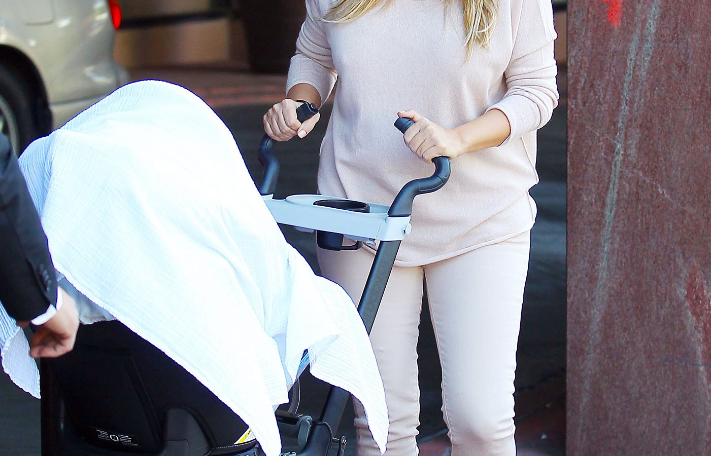 Kim Kardashian with baby Nori on October 10, 2013 in Beverly Hills