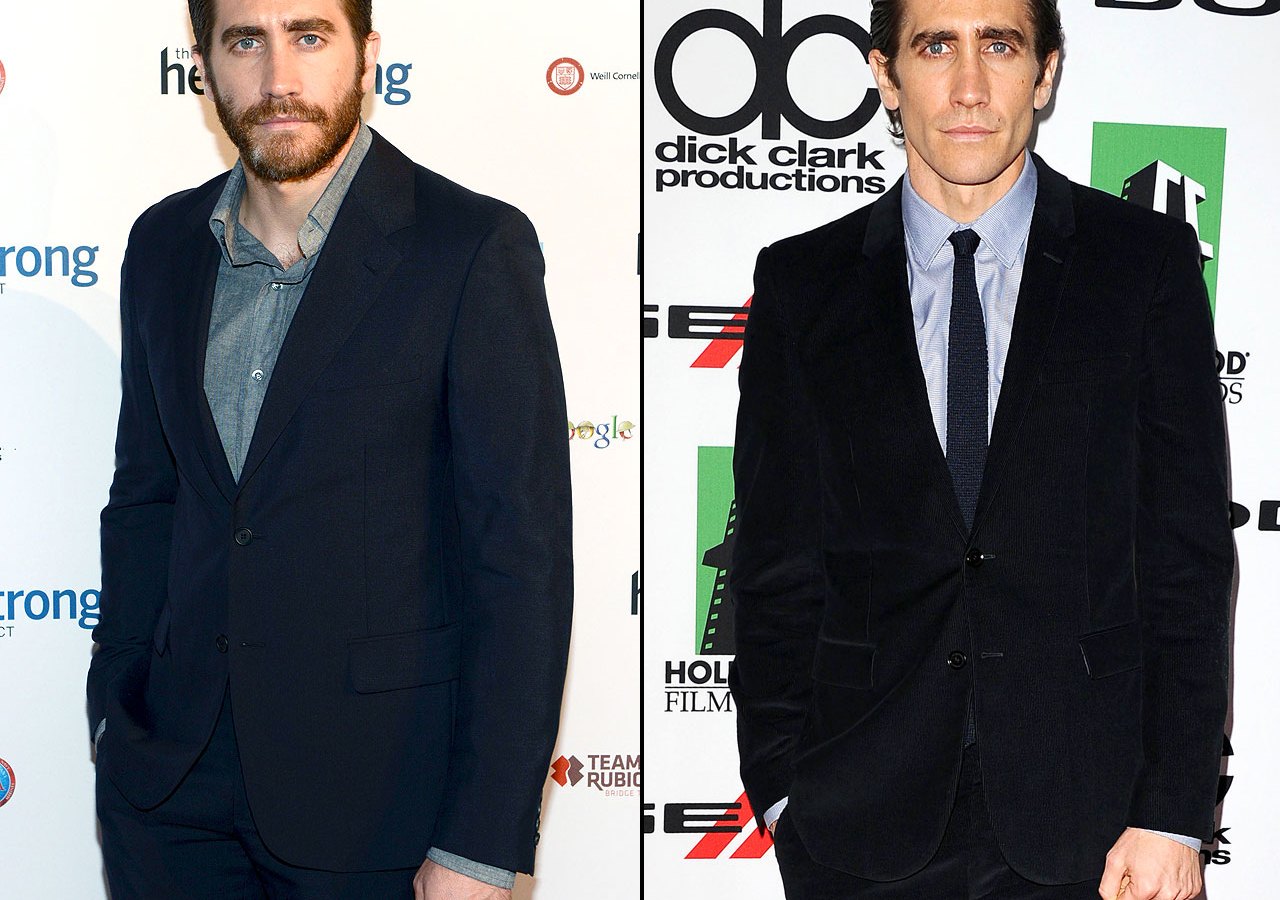 From left: Jake Gyllenhaal in May 2013 and in October 2013.