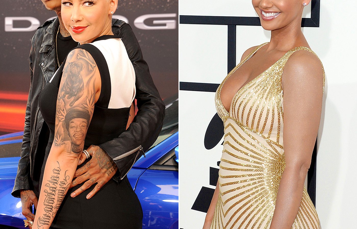 Amber Rose with and without tattoos