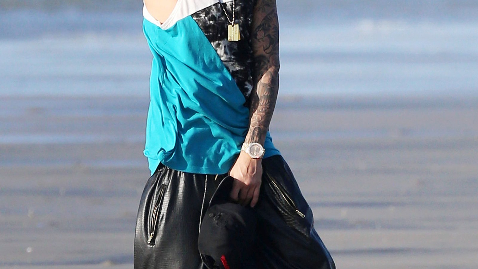 Justin Bieber filming a music video on the beach in Panama