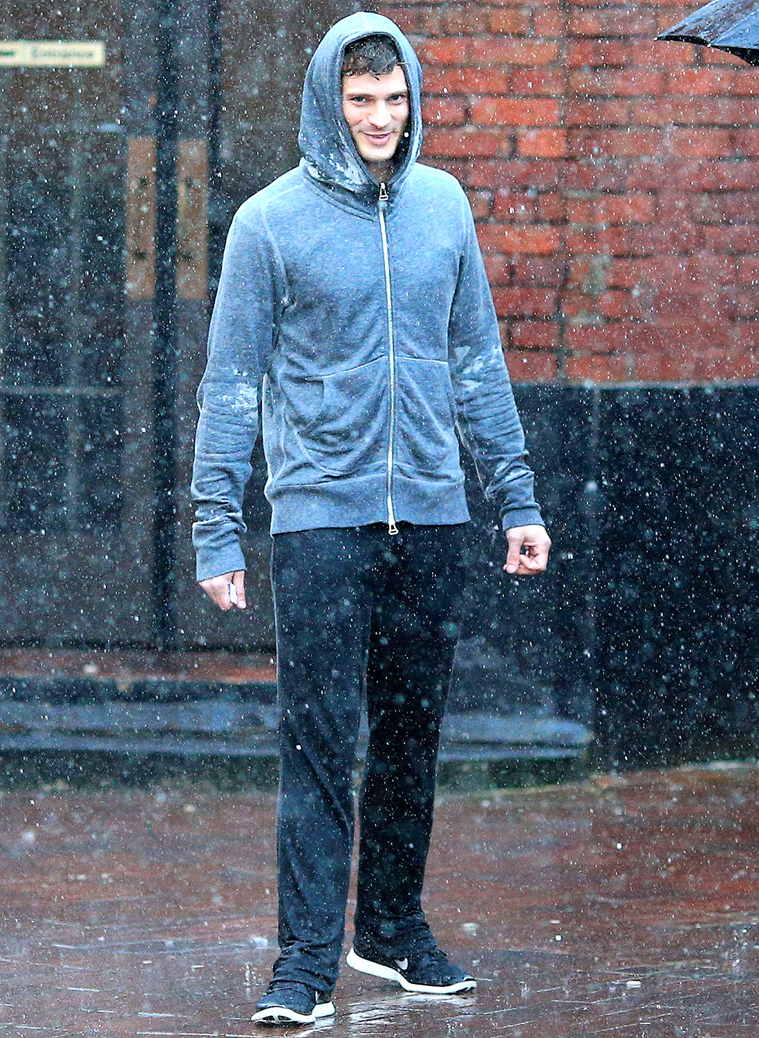 Jamie Dornan Looks Hot Running In The Rain On Fifty Shades Of Grey Set