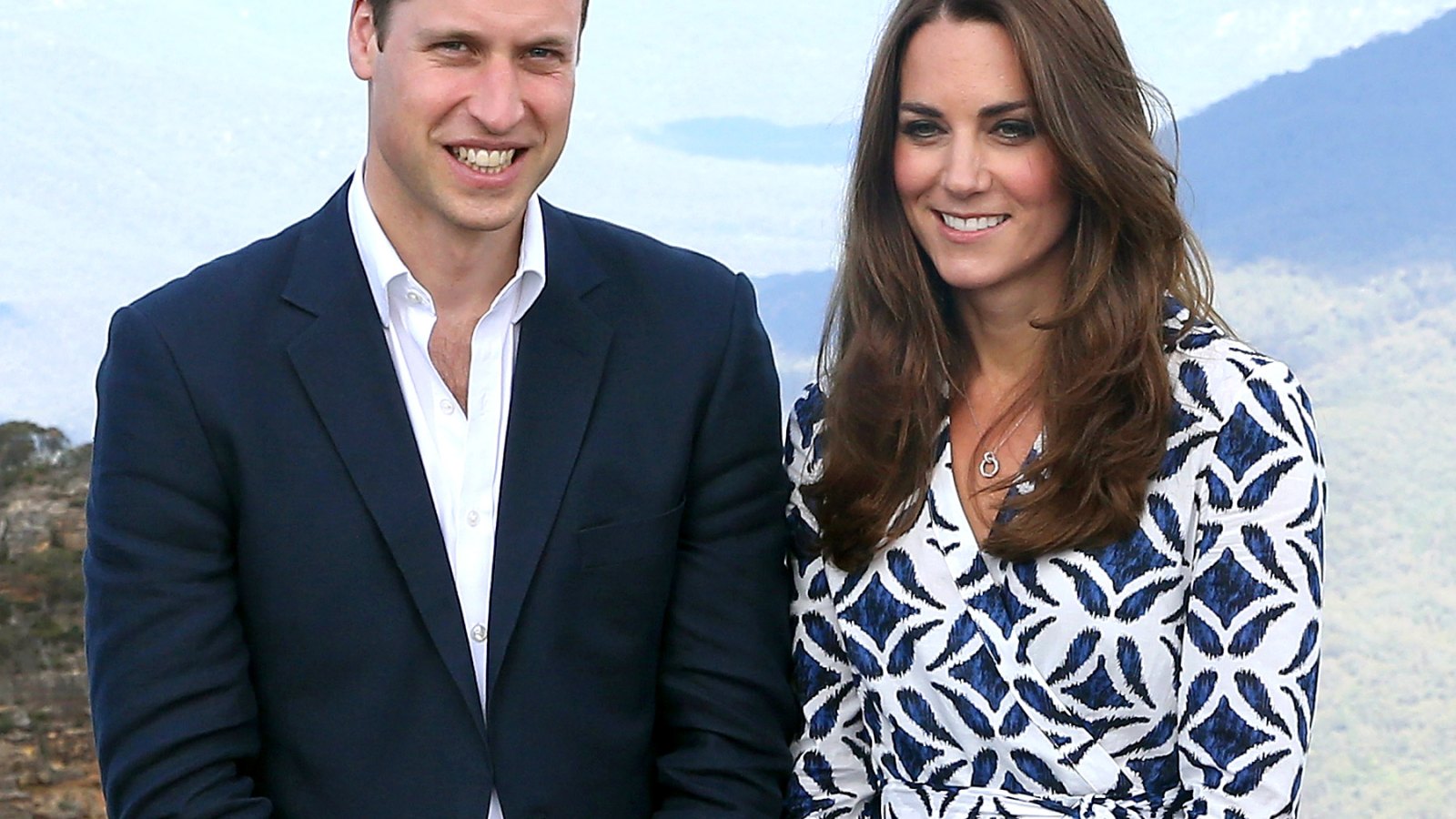 Prince William and Kate Middleton pose for a photograph at Echo Point