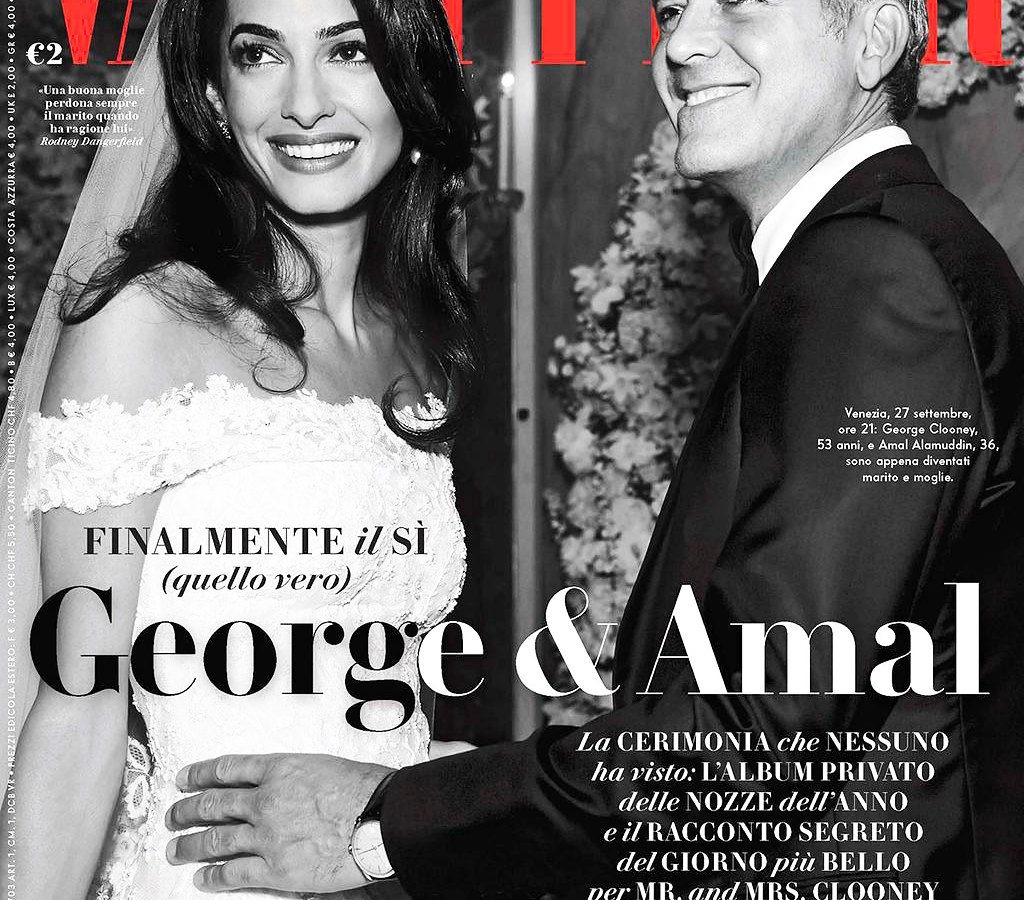 Amal Alamuddin and George Clooney on the cover of Vanity Fair Italy