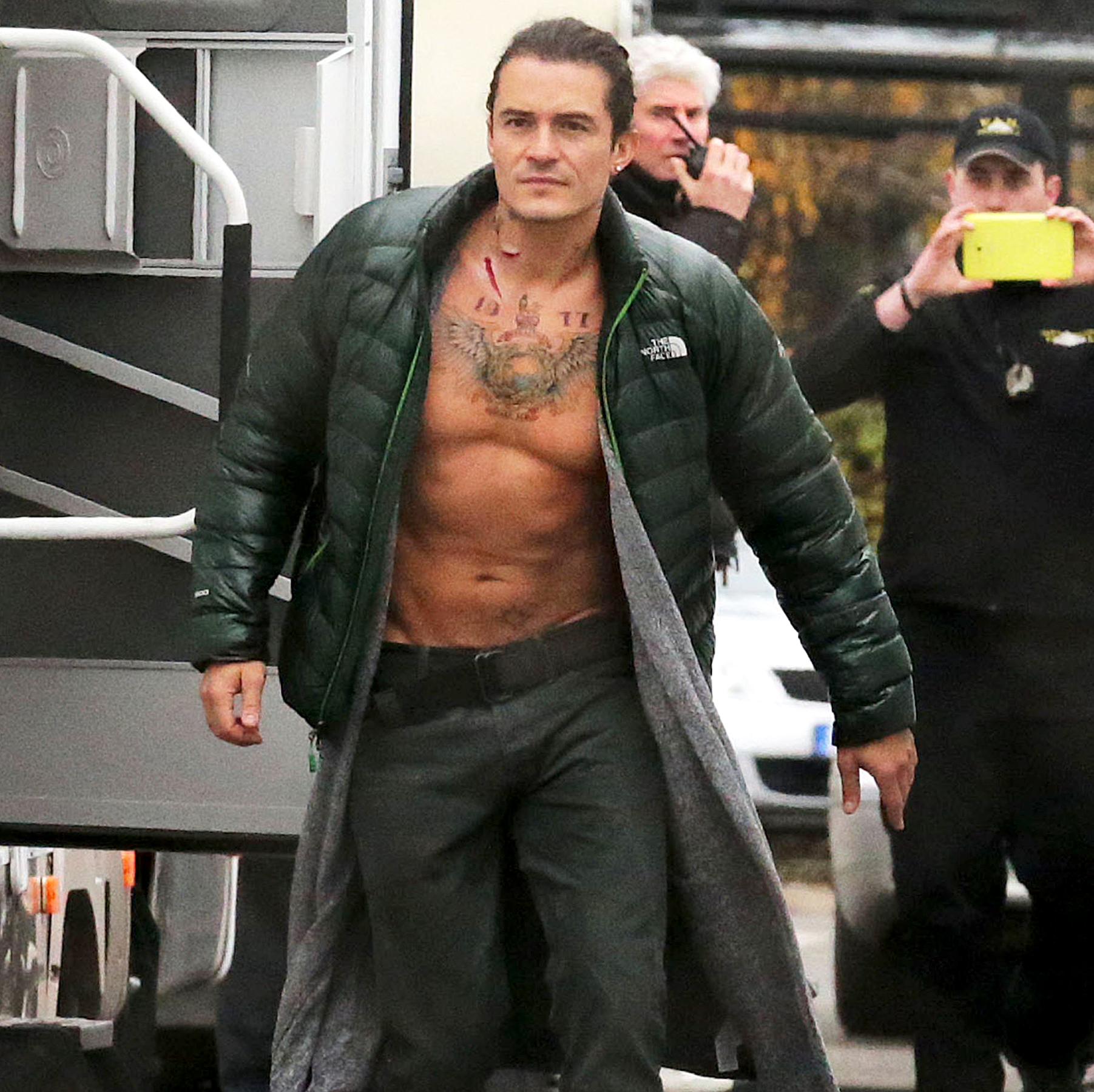 Orlando Bloom Goes Shirtless With Fake Tattoos for Sexy Movie Shoot