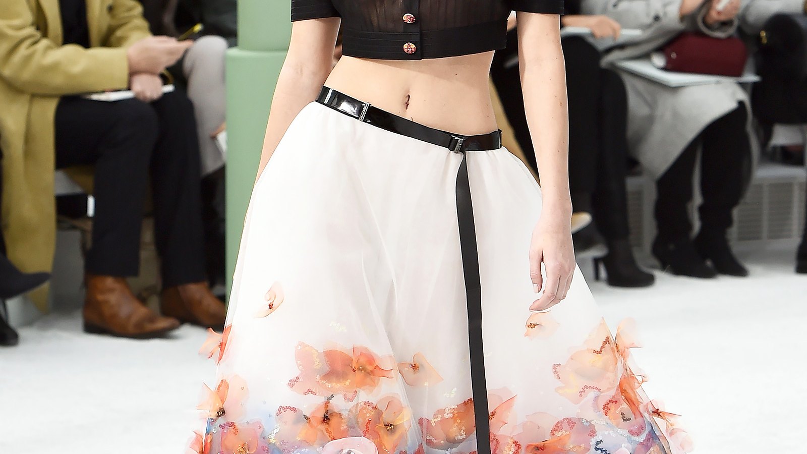 Kendall Jenner walks the runway during the Chanel show on Jan. 27.