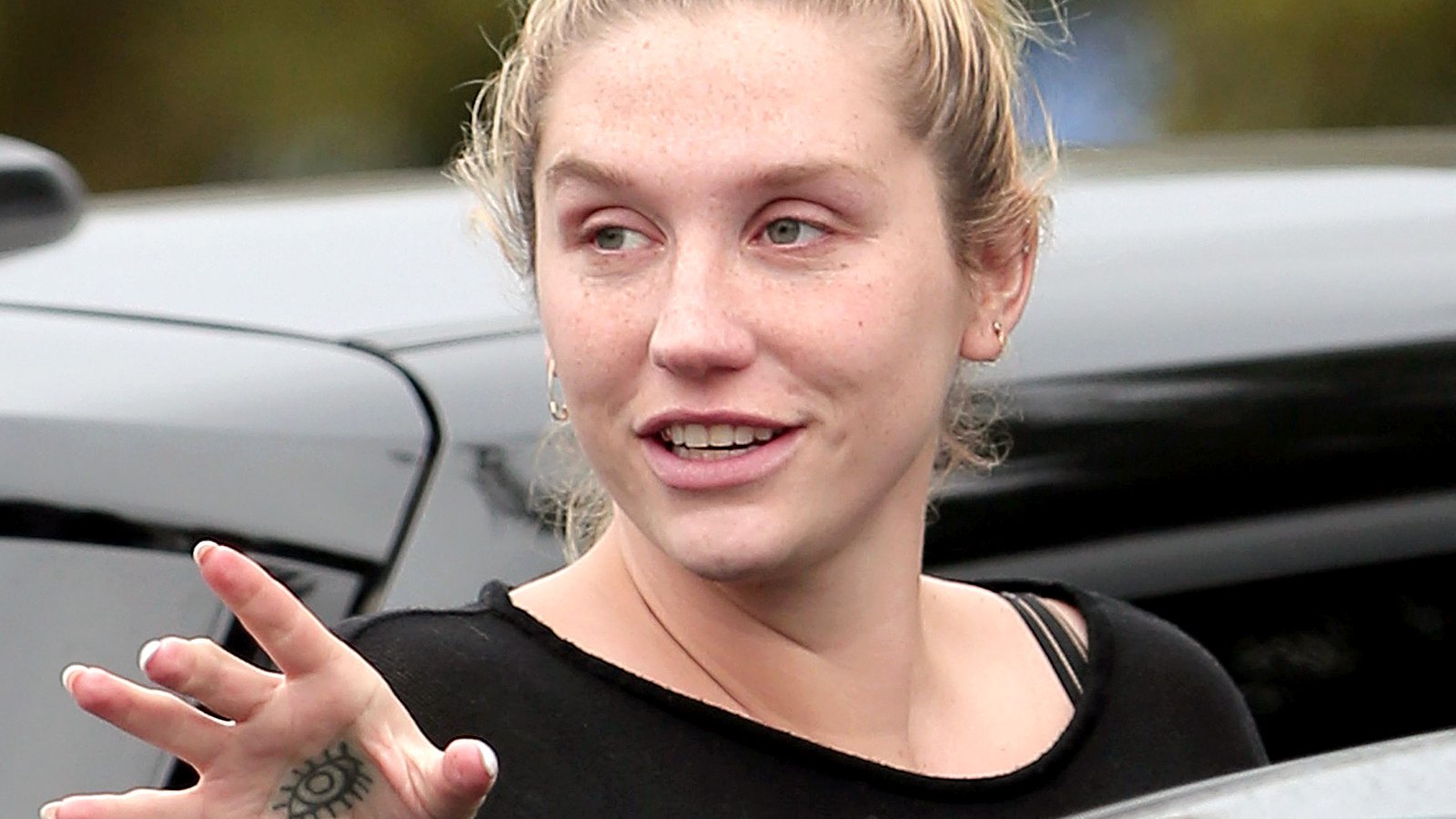 Kesha goes without makeup in L.A. on Feb. 7, 2015.