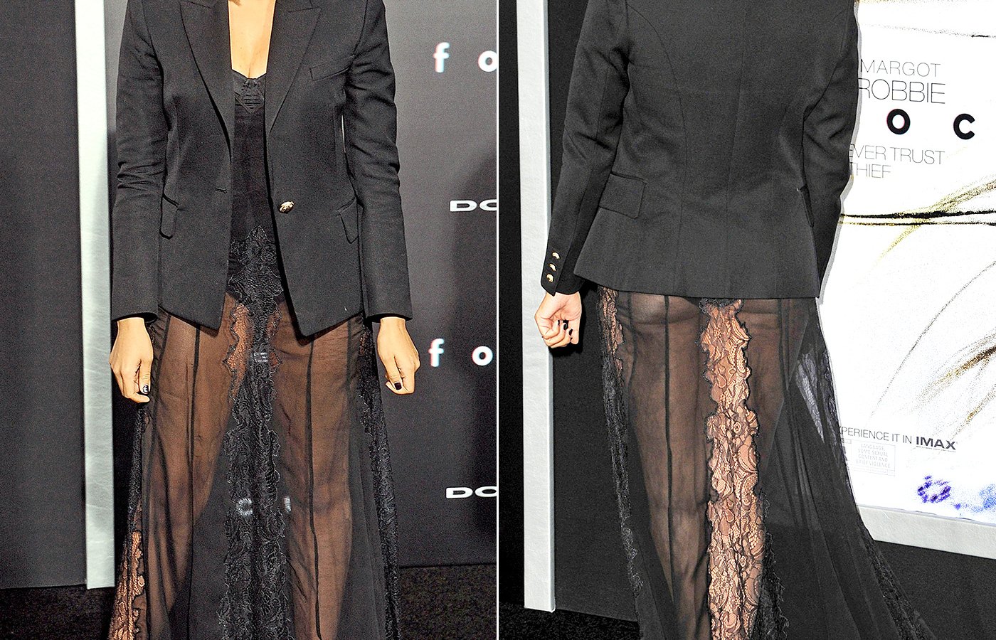 Tia Mowry wears a sheer skirt to the Focus premiere on Feb. 24, 2015.