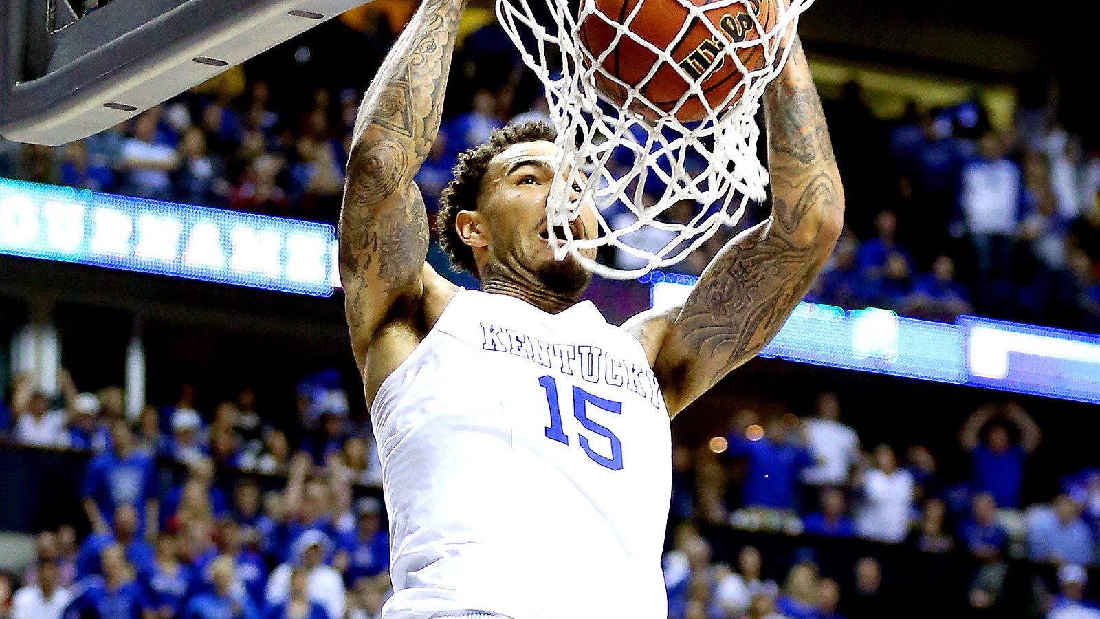 Willie Cauley-Stein #15 of the Kentucky Wildcats dunks on March 15.