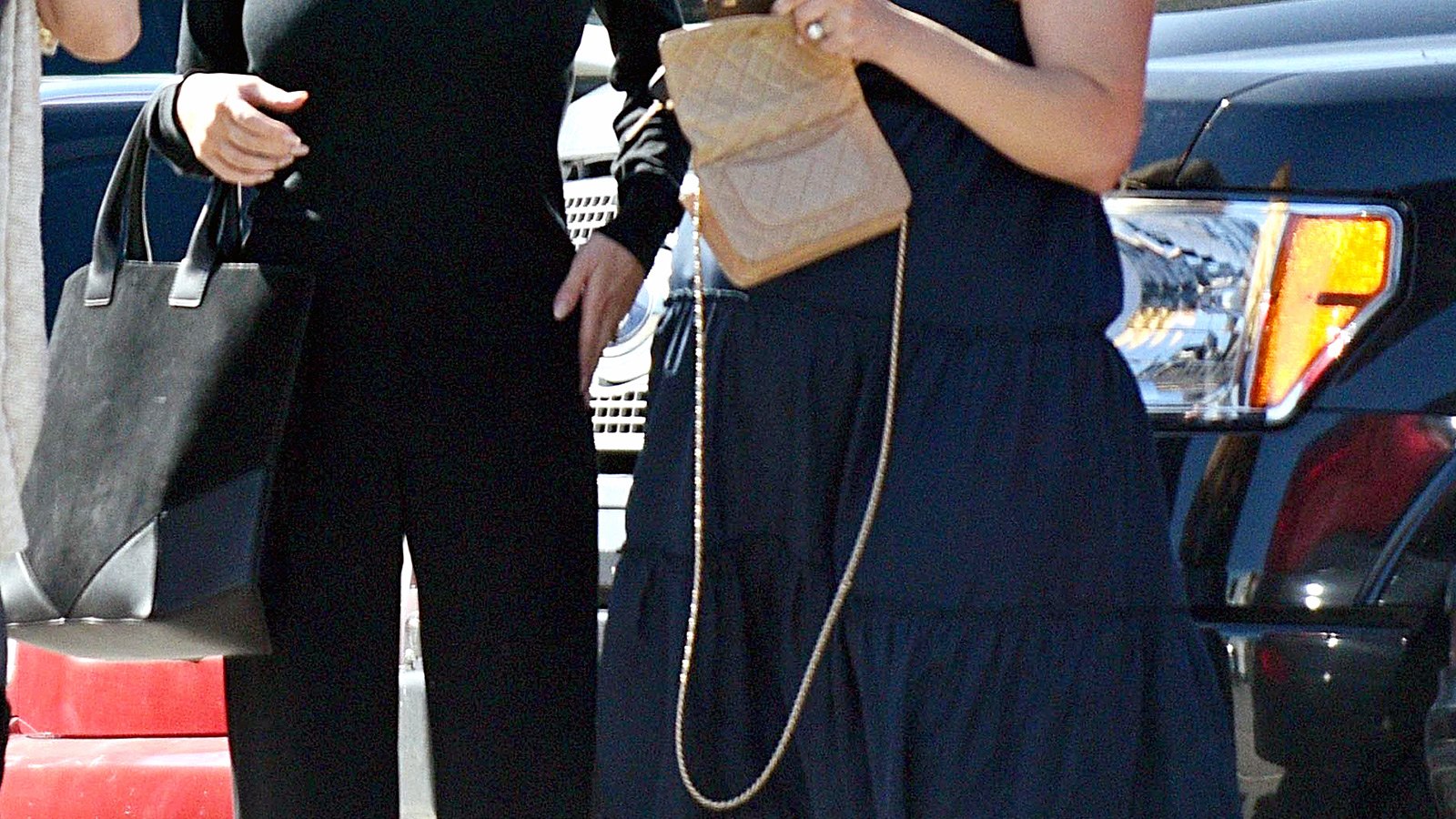 Jessica Simpson and pregnant Cacee Cobb in L.A. on April 8, 2015.
