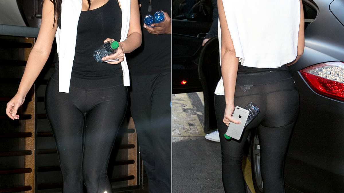 Pregnant Kim Kardashian's workout pants turn see-through under