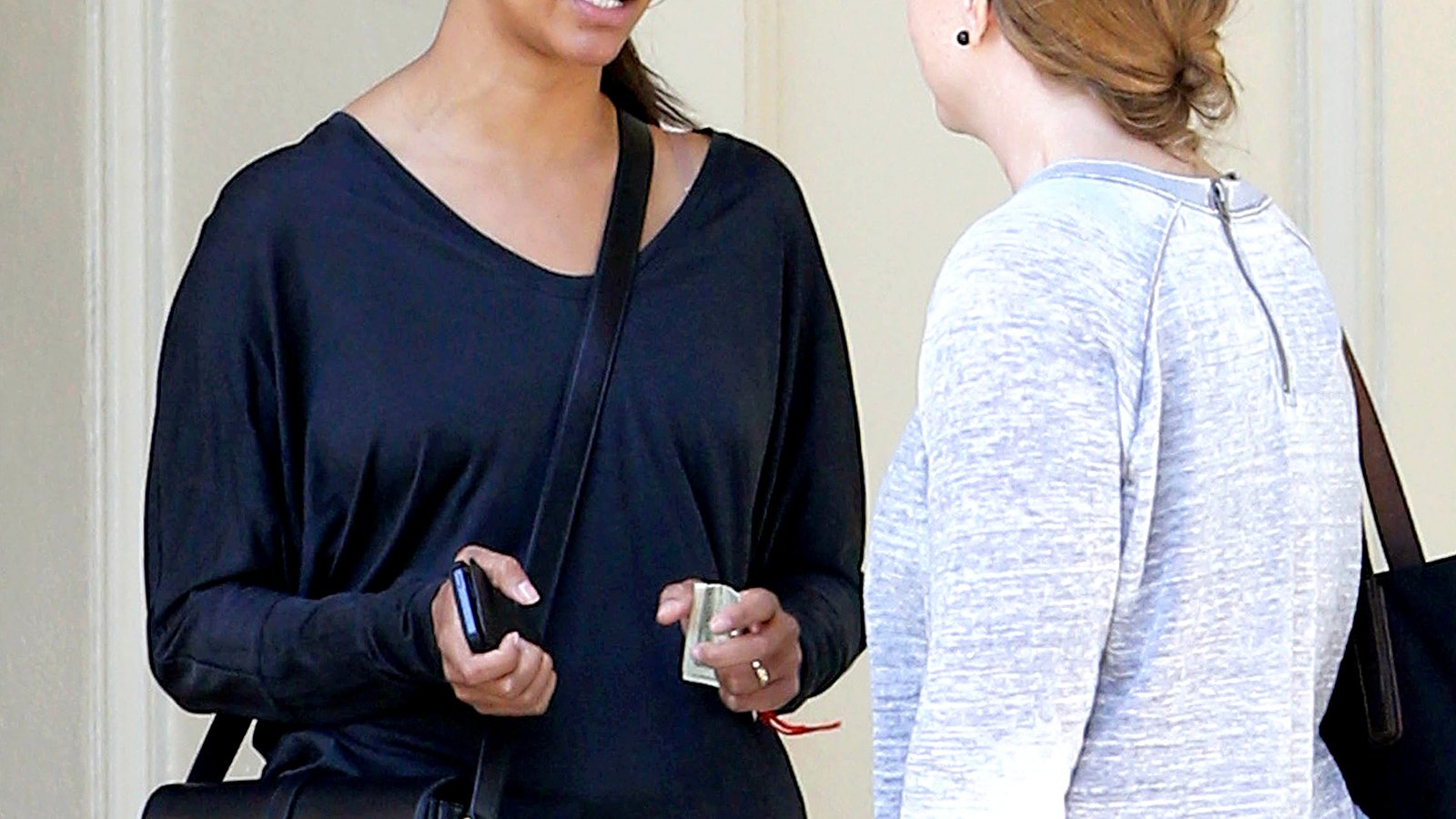 Zoe Saldana without makeup at the Four Seasons Hotel in Beverly Hills.