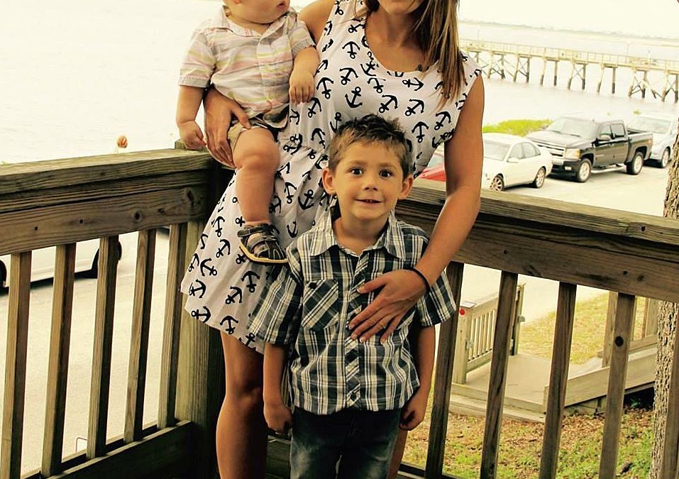 Jenelle Evans with Jace, who graduated kindergarten, and Kaiser