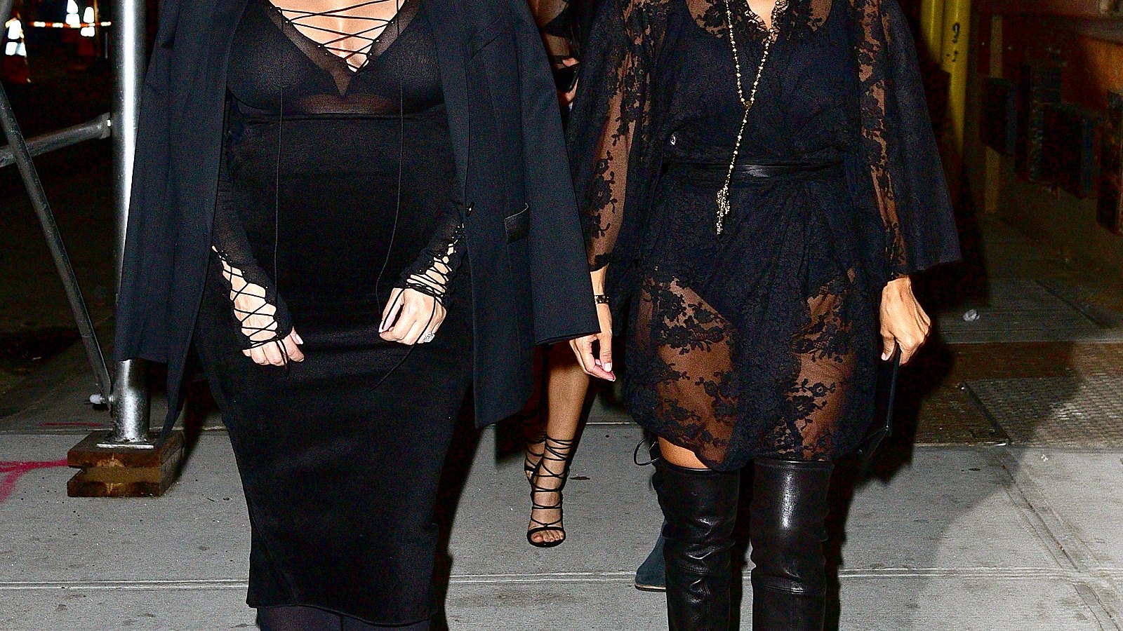 Kim Kardashian and Kourtney Kardashian in NYC on September 15, 2015.