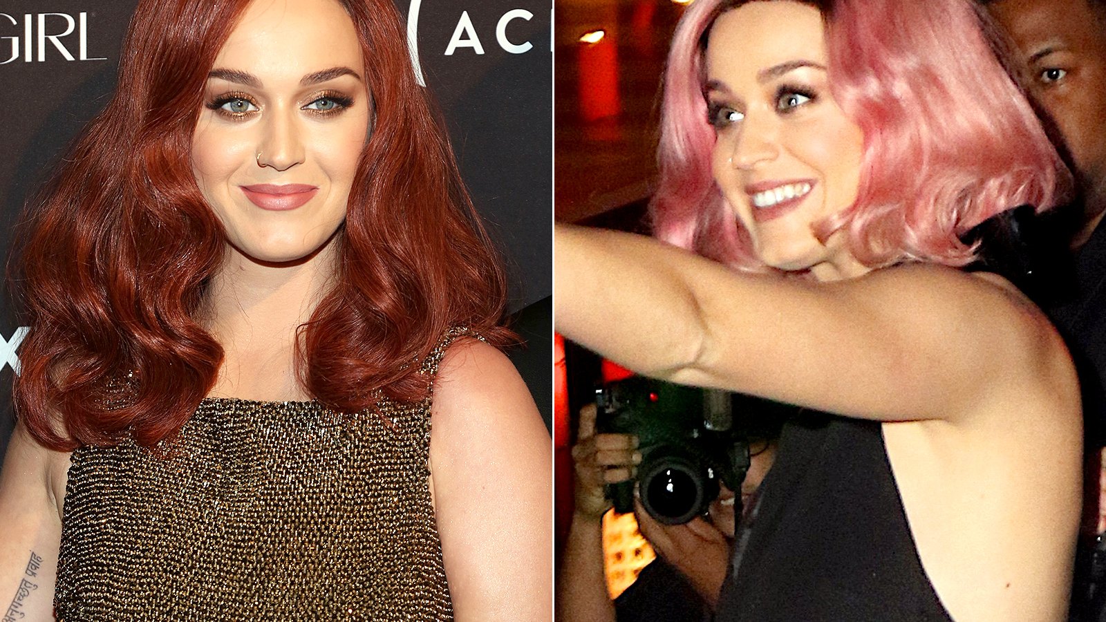 Katy Perry wears two different wigs in NYC on September 16, 2015.