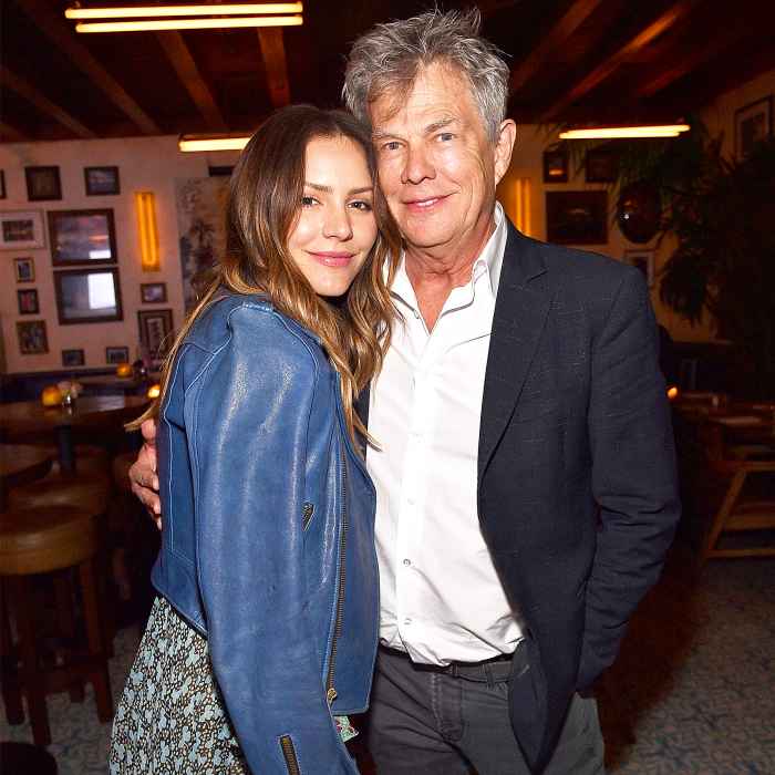 Katharine McPhee and David Foster attend Barbra Streisand's 75th birthday at Cafe Habana on April 24, 2017 in Malibu, California.