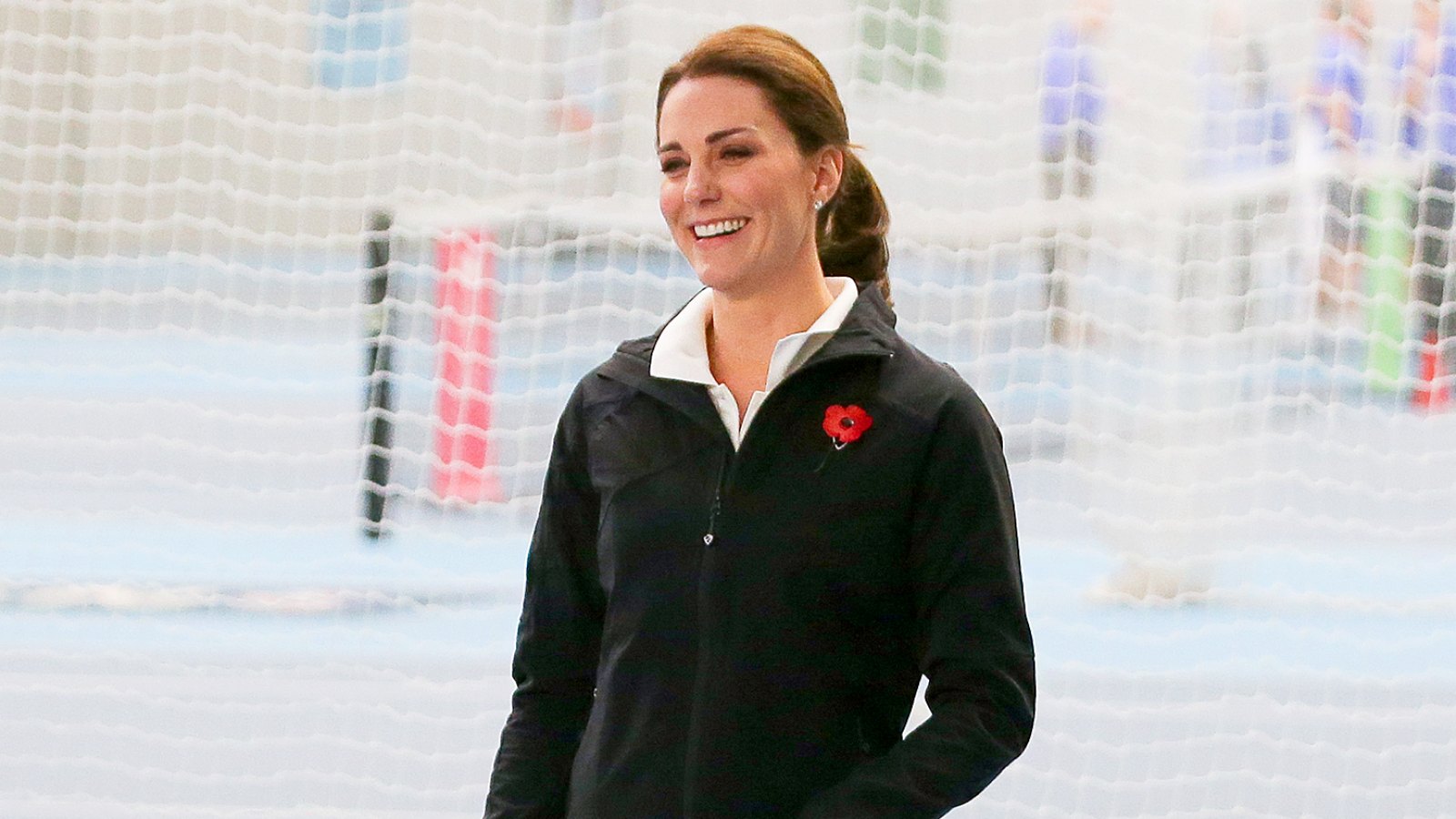 Catherine, Duchess of Cambridge plays tennis as she visits the Lawn Tennis Association at National Tennis Centre on October 31, 2017 in London, England.