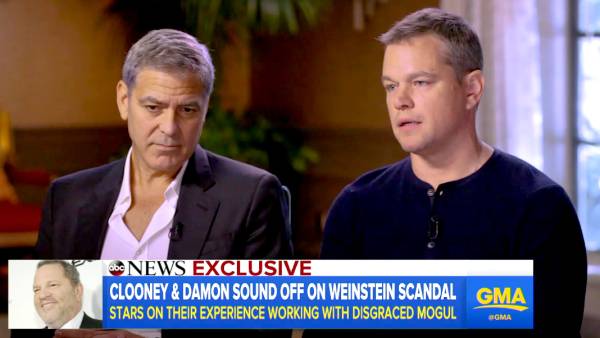 George Clooney and Matt Damon talk the Harvey Weinstein scandal on GMA.