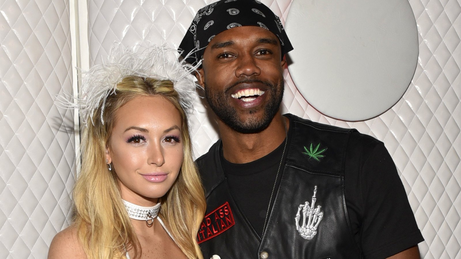 DeMario Jackson and Corinne Olympios arrive at the 2017 MAXIM Halloween Party