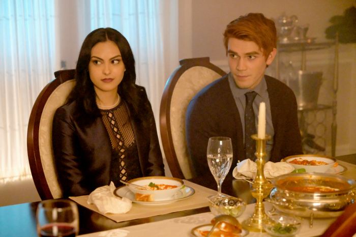Camila Mendes as Veronica and KJ Apa as Archie Andrews on Riverdale