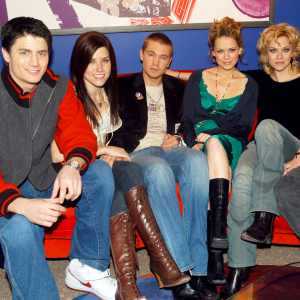 James Lafferty, Sophia Bush, Chad Michael Murray, Bethany Joy Lenz and Hilarie Burton of ‘One Tree Hill’ cast on MTV’s TRL in 2005.